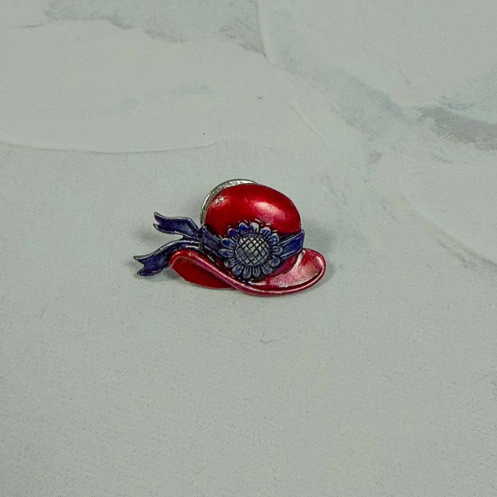 Vintage 1990s JJ Jonette Jewelry Red Hat Society Collectible Lapel Pin Tie Tack